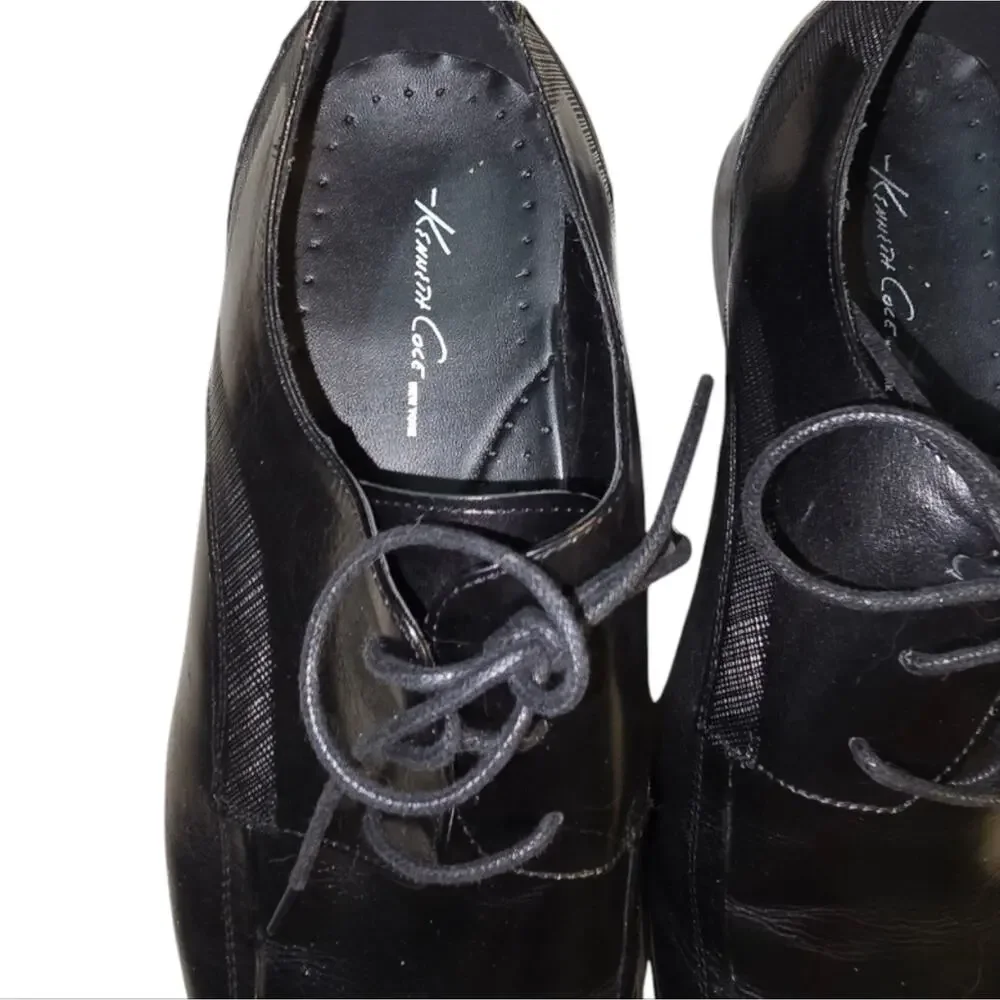 Kenneth Cole Mens Magic Place Leather Oxford Dress Shoe Black Size 10 M‎